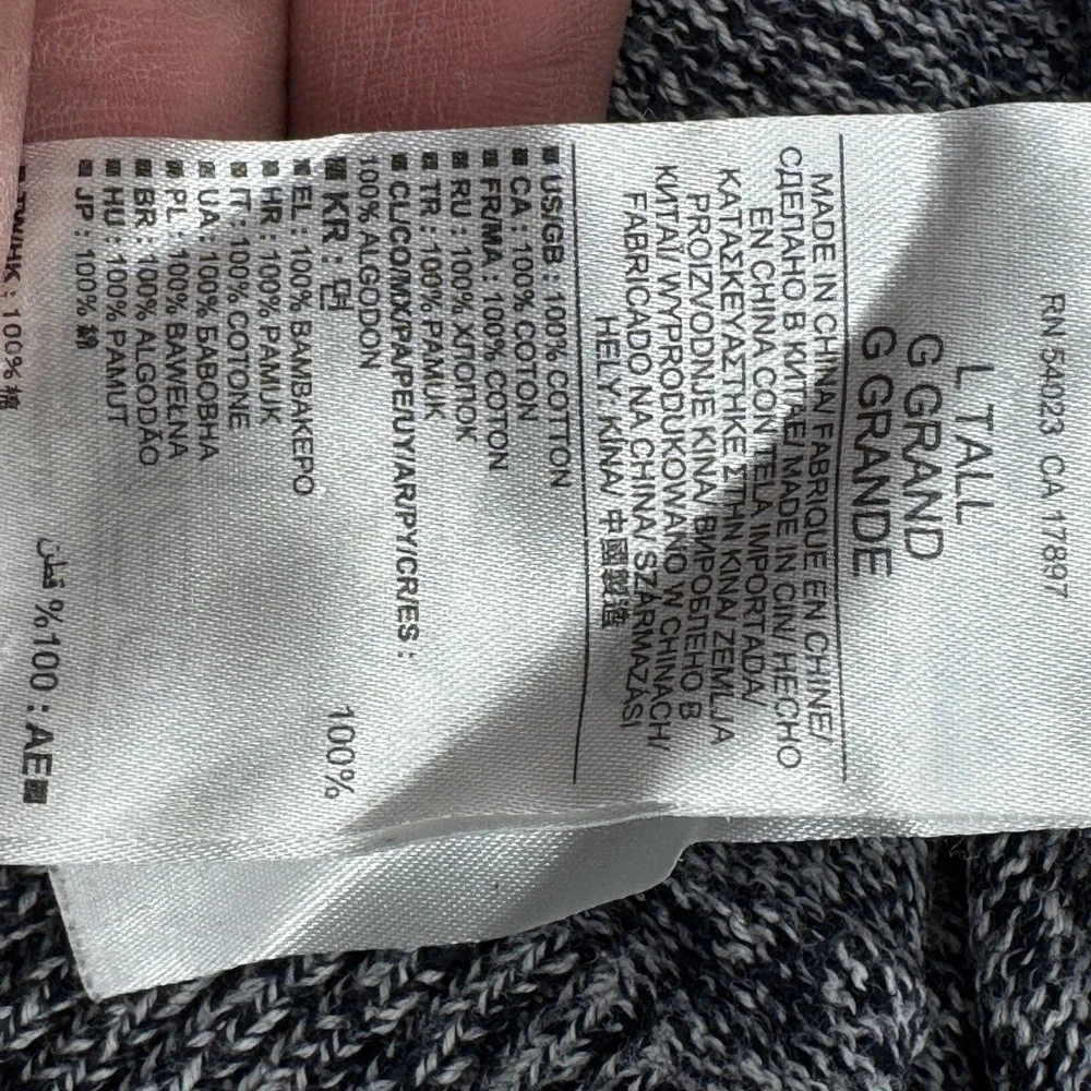 Banana Republic Tall Mens Gray Marled Knit Henley Hoodie Sweater Size L Beach‎
